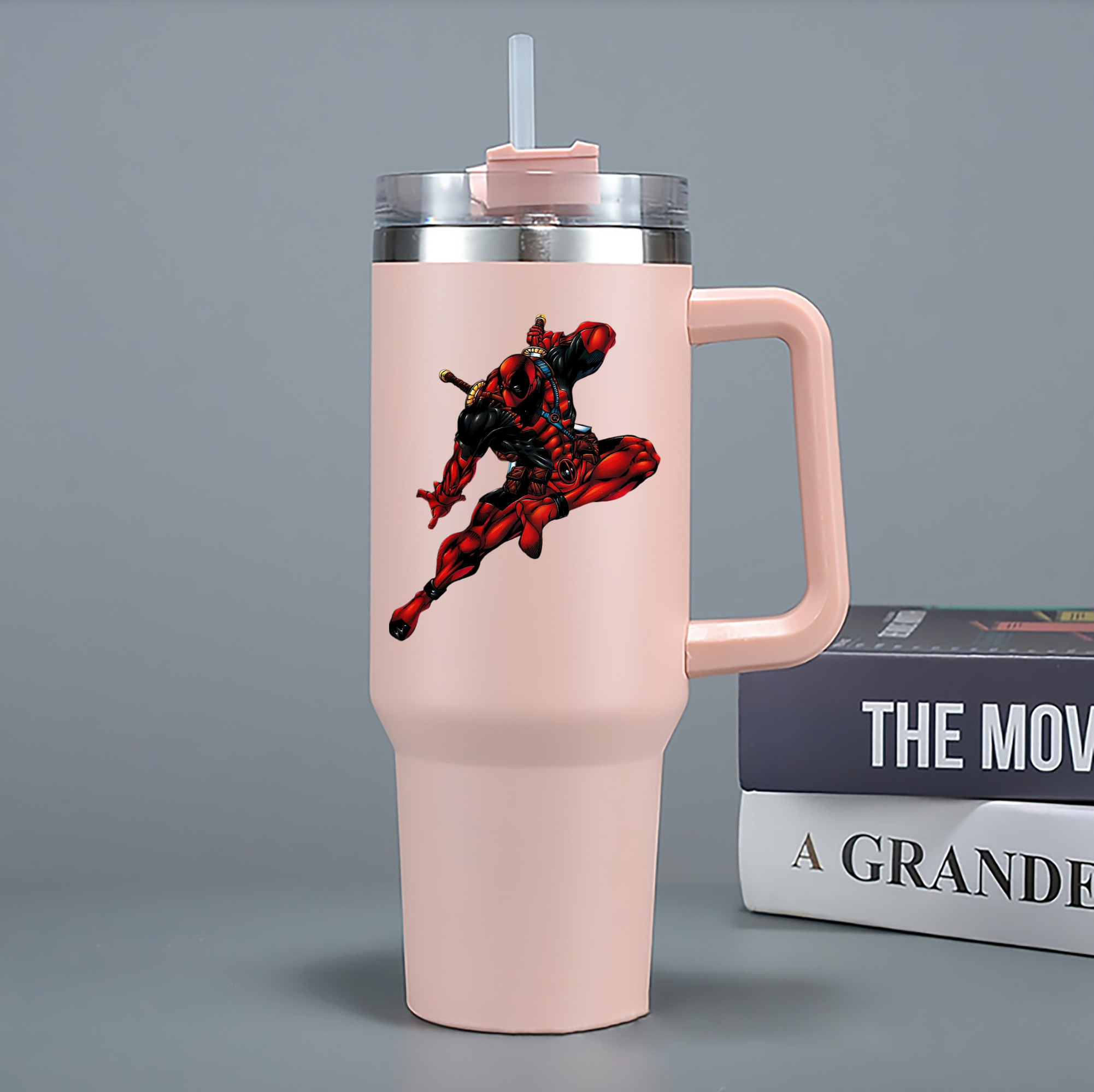 （画像用） Deadpool デッドプール 1200mL車用タンブラー - クリスタルステッカー（プラスチックストロー付き）